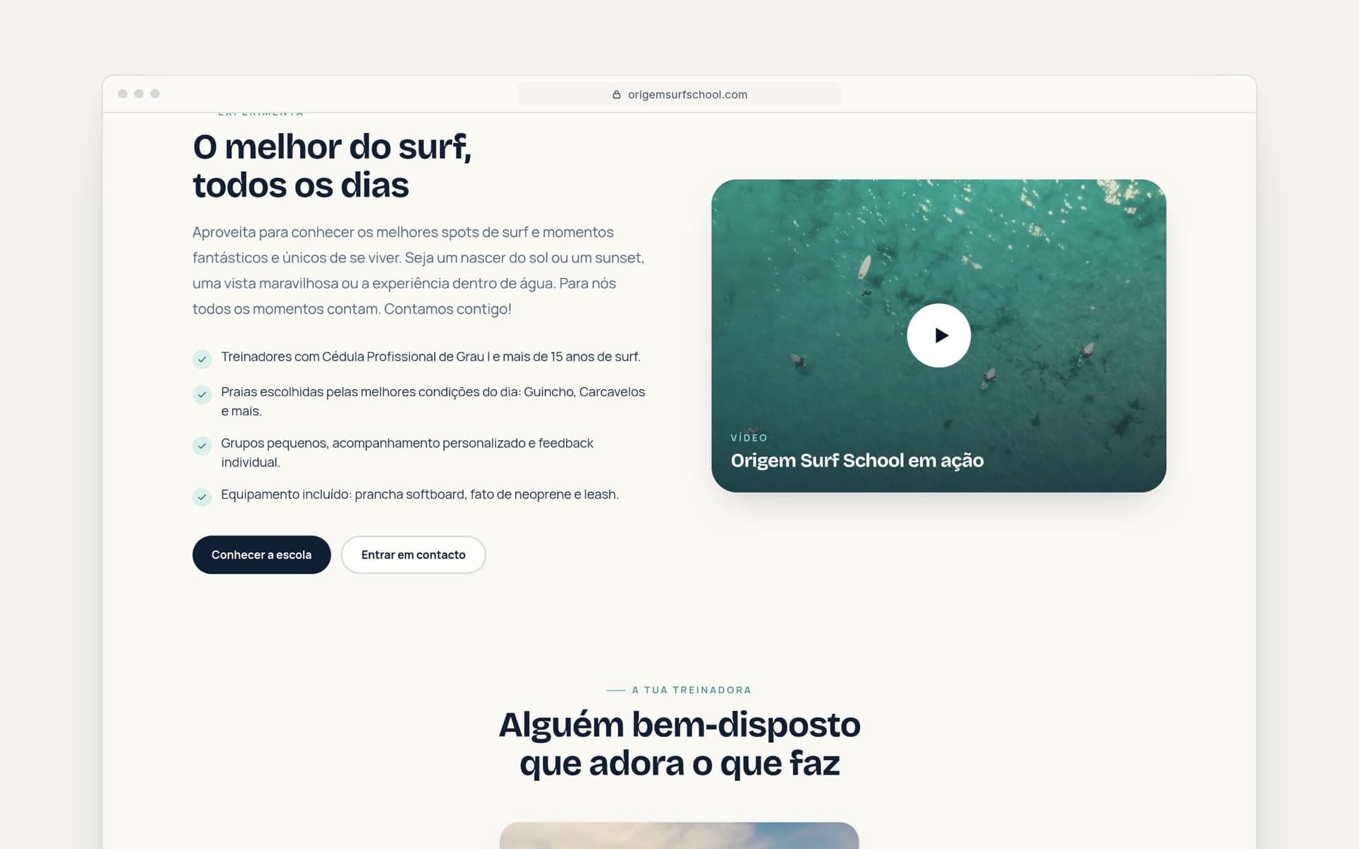 Origem Surf School: captura 2