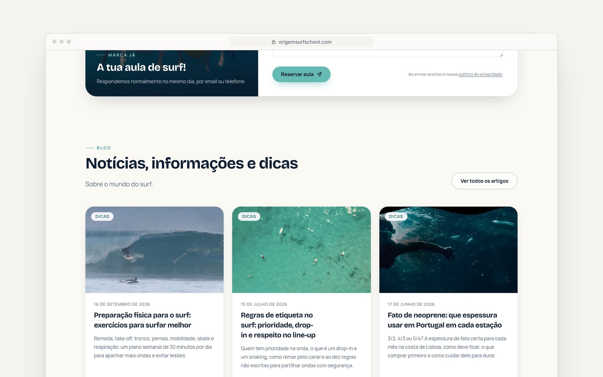 Origem Surf School: captura 3